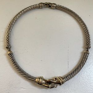 David Yurman Sterling Silver & 14k Gold Metro Cable Choker Necklace